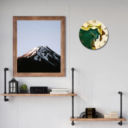 Opal Hour Resine Wall Art Metal Wall Clock For Living Room