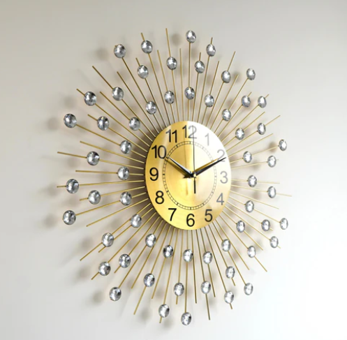 Diamond Wall Clock With Golden Spike Wall Clock Big Size