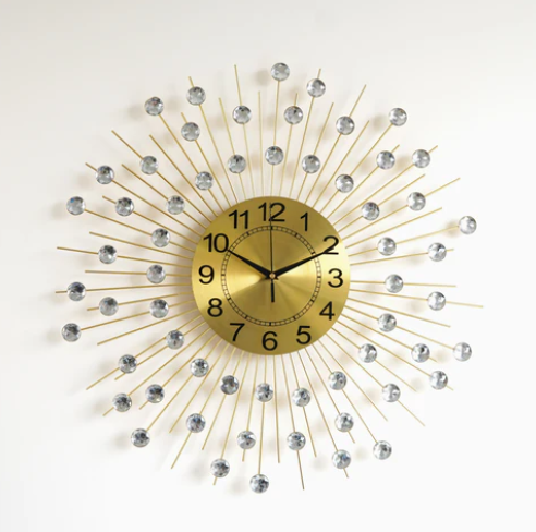 Diamond Wall Clock With Golden Spike Wall Clock Big Size