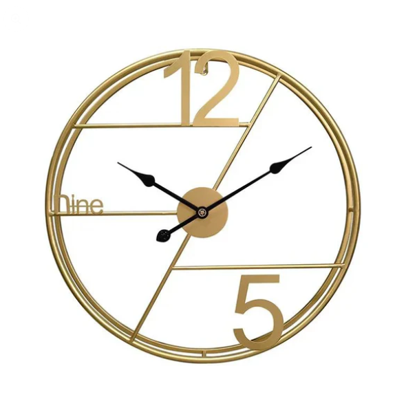 Gold Metal Double Frame Wall Clock Unique Design Wall Clock