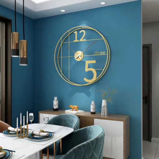 Gold Metal Double Frame Wall Clock Unique Design Wall Clock