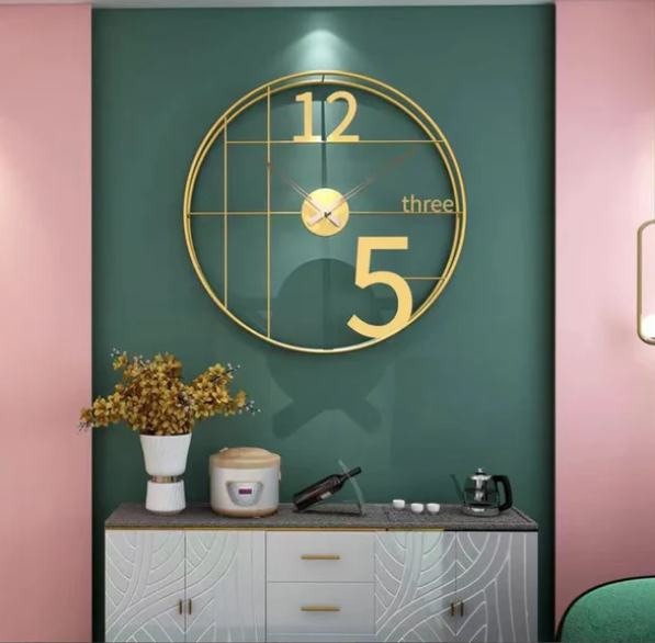 Gold Metal Double Frame Wall Clock Unique Design Wall Clock