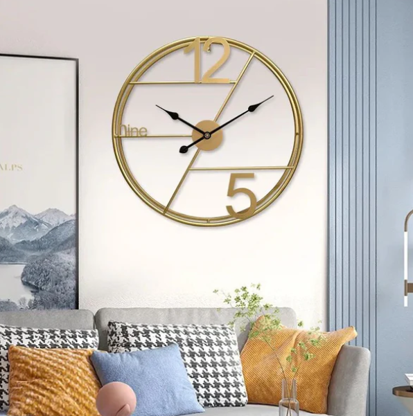 Gold Metal Double Frame Wall Clock Unique Design Wall Clock