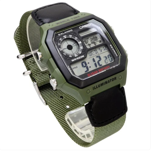 Unisex Analogue Quartz Watch with Strap in AE-1200WHUB-3AVEF, Strap, Strap